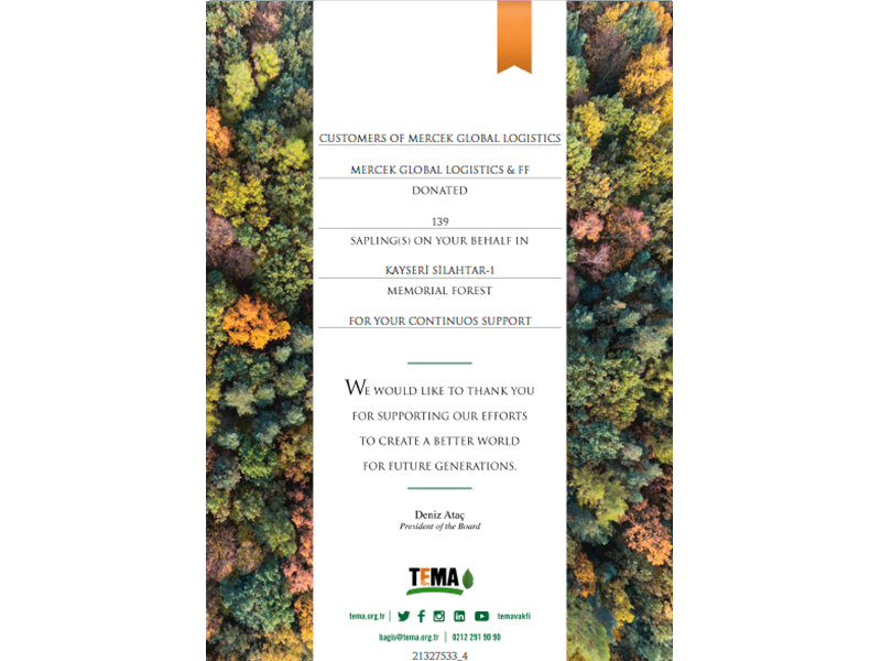 MERCEK GLOBAL LOJİSTİK AĞAÇ DİKME KAMPANYASI - 2024 YIL SONU